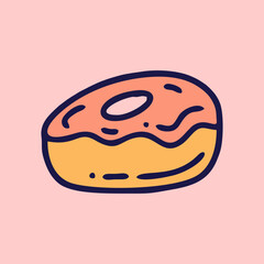 Hand Drawn caramel donut vector illustration