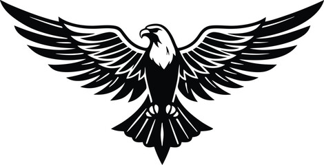 Majestic Black Eagle Soaring Wings Freedom Power Symbol Graphic