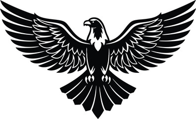 Majestic Black Eagle Wings Spread, Soaring High, Fierce Bird