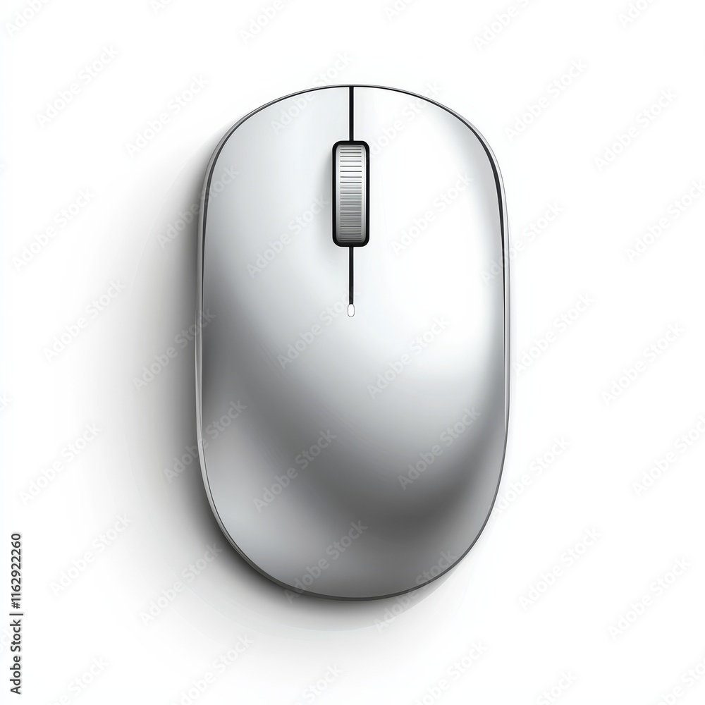 Poster wireless mouse for computer and laptop silver color with shadow isolated on white background. realistic and detailed mice mockup. stock vector illustration