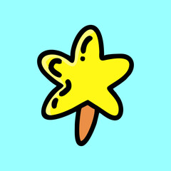 Hand Drawn Ice Cream Star in doodle illustration vector