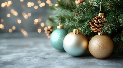 Obraz premium Elegant Christmas Ornaments Resting On A Table