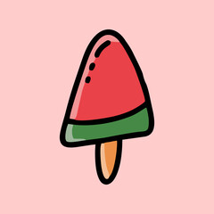 Hand Drawn Watermelon Ice Cream vector doodle