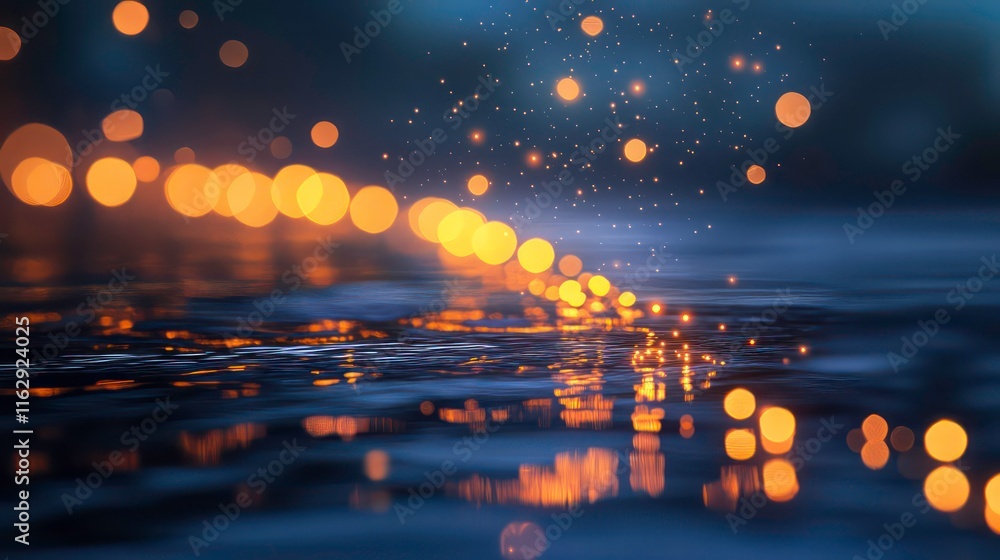 Poster a constellation of stars forming a row with bokeh lights arranged like galaxies.