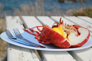 Lobster meal by the sea