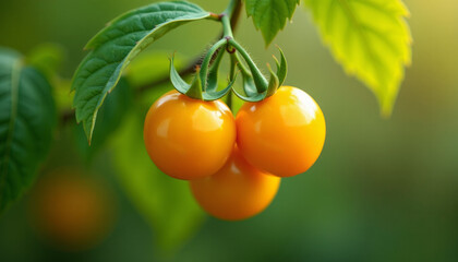 Close up of vibrant yellow tomatoes