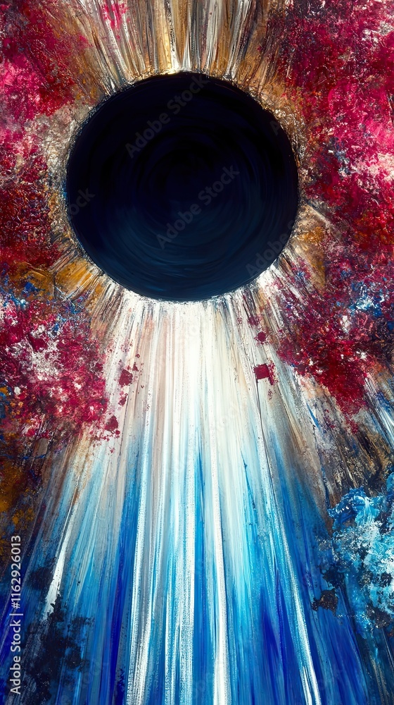 Poster Exploring the Depths of a Cosmic Void With Radiant Colors and Dynamic Brush Strokes