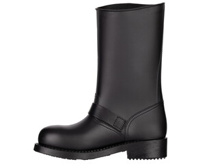 Black Leather Boot Side View Isolated