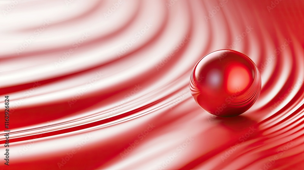 Poster Exploring the Concept of Doppler Effect Through Vibrant Red Waves and an Intriguing Sphere
