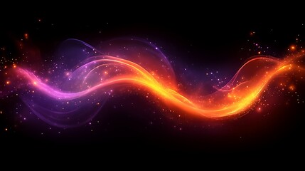 Obraz premium Glowing Orange and Purple Waves With Sparkling Dust