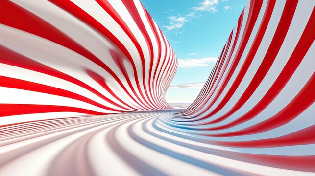 Visual Representation of the Doppler Effect Illustrating Red Shift in a Surreal Landscape