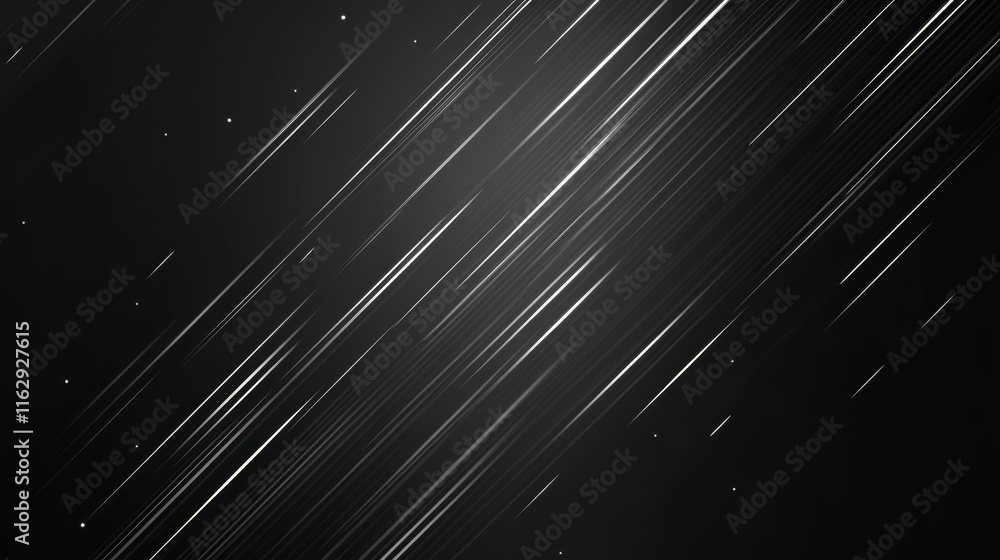 Poster abstract design featuring diagonal lines on a dark background, suggesting movement or speed.