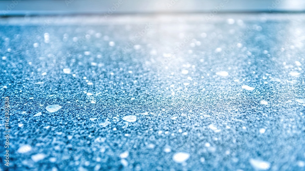 Poster Sparkling Droplets Create a Mesmerizing Visual on a Textured Surface in Soft Morning Light