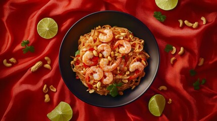 Vibrant Pad Thai Flat Lay Delight