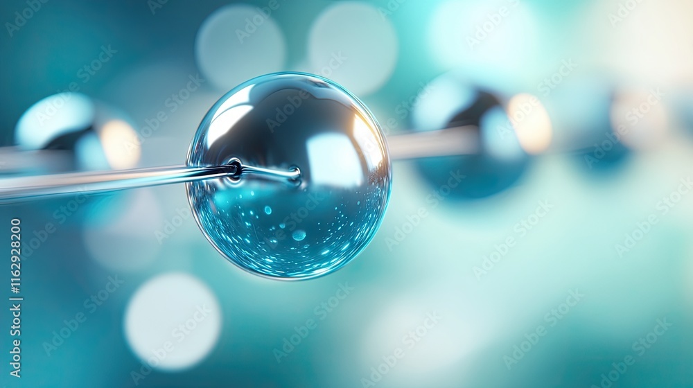 Poster exploring the intricate beauty of molecular structures in a futuristic environment