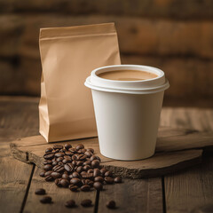 coffee beans and cup
