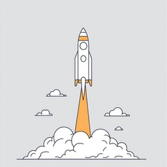 Obraz premium A Rocket Launches Through Clouds Towards the Sky