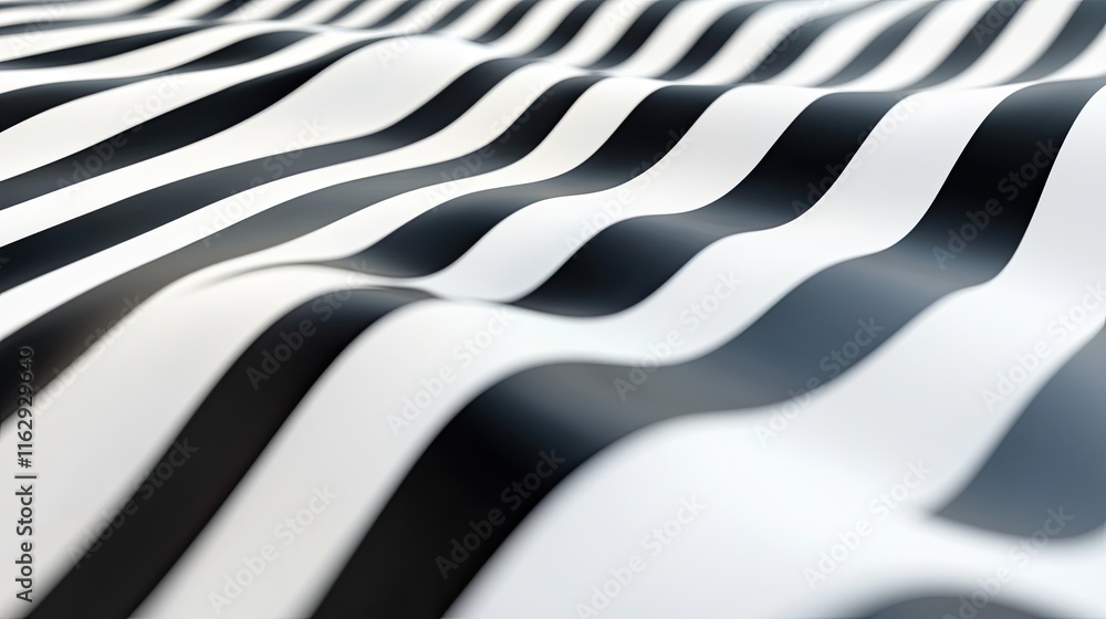 Poster elegant waves of black and white stripes create a mesmerizing pattern
