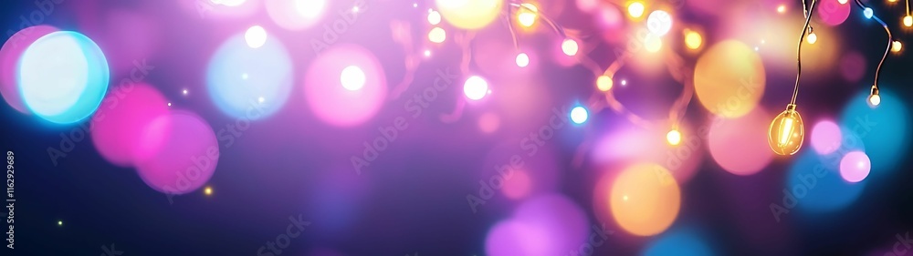 Aufkleber a vibrant display of colorful bokeh lights against a dark background, creating a festive and enchant
