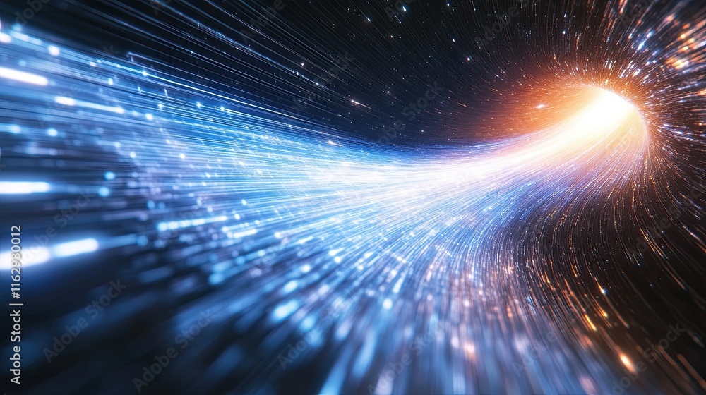 Poster exploring the great unification of the universe through cosmic distortions and energy waves