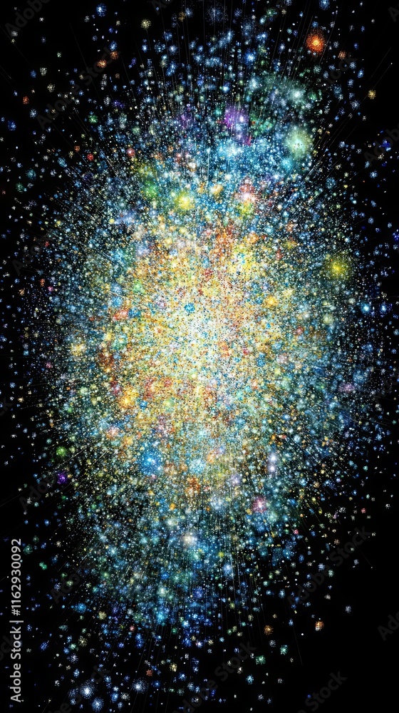 Poster exploring the concept of the great unification of the universe through dazzling cosmic imagery