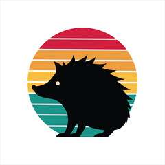 Hedgehog Icon Silhouette Vector Art for Retro T-shirt Design