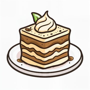 Cartoon Style Tiramisu Illustration