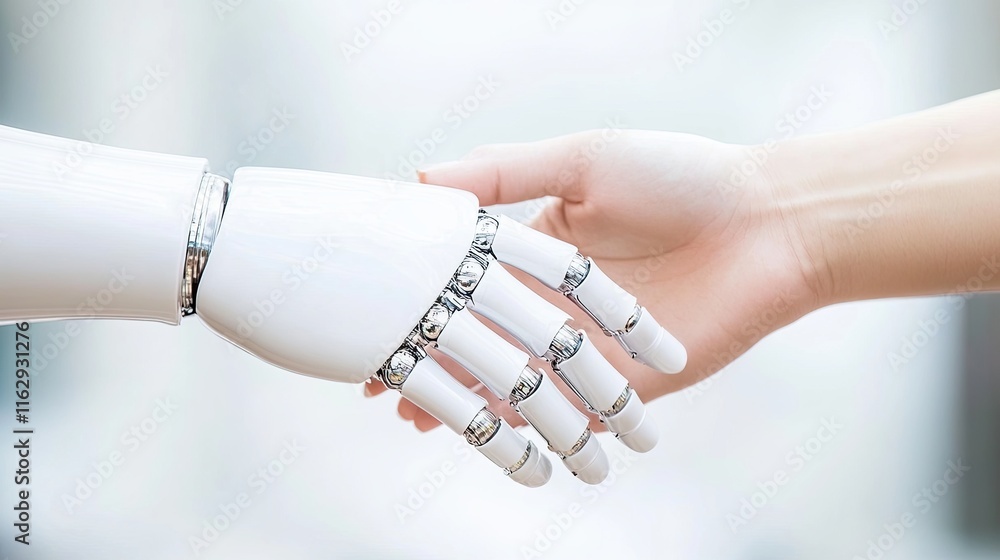 Aufkleber Exploring the Connection Between Human and Machine Through Touch in a Futuristic Setting