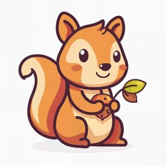 Obraz premium Cartoon Squirrel with Acorn Illustration