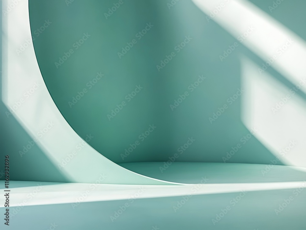 Aufkleber a minimalist composition featuring soft curves and light in a serene, muted color palette.