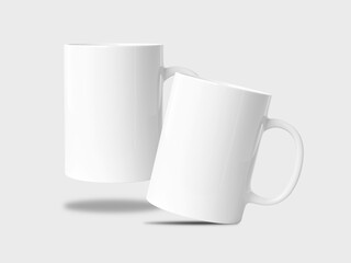 white Mug Mockup in white background, realistic white mug mockups, 3d render