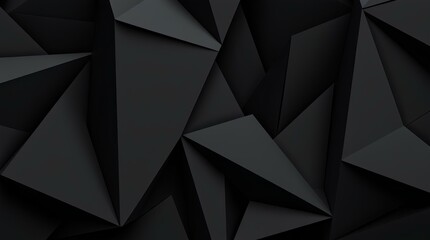 Fototapeta premium dark angular geometric folds, abstract black texture, modern 3d art design