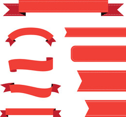 Beautiful Ribbons Banner, Tags and Bows Collection Set Vector Design EPS Template.