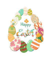 Easter original Painted easter eggs pattern greeting poster, flyer, card, layout , presentation, brochure, banner, templates set. 