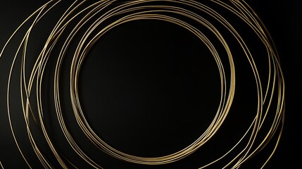 Golden wire coils arranged in circular patterns on black background