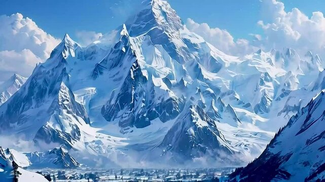 the Himalayas  with  blue sky  and clouds