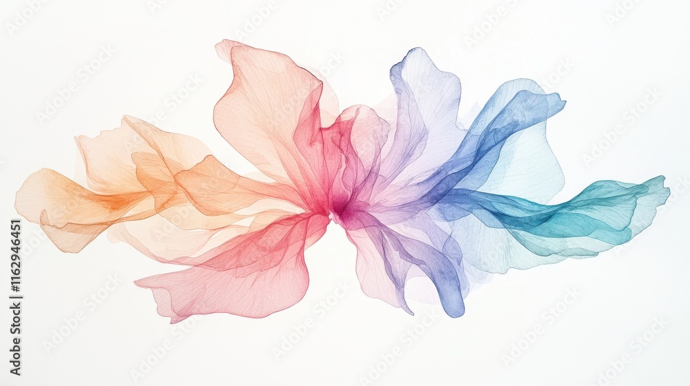 Poster flowing iris spectrum colors on white background abstract art soft environment artistic viewpoint vi