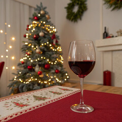 Christmas decoration in snow. Celebration concept with free space for text
