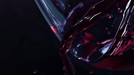 Red wine pouring in glass on background
