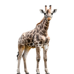 Naklejka premium Giraffe standing on transparent background.