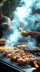 Vibrant Holi festival colors food stalls offering delicacies