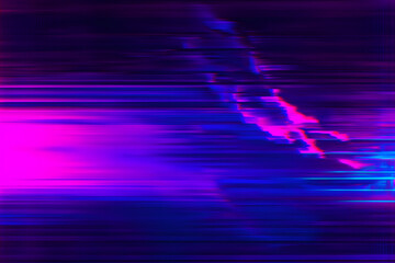 Abstract pink, blue and purple background with interlaced digital Distorted Motion glitch effect. Futuristic cyberpunk design. Retro futurism, webpunk, rave 80s 90s aesthetic techno neon colors