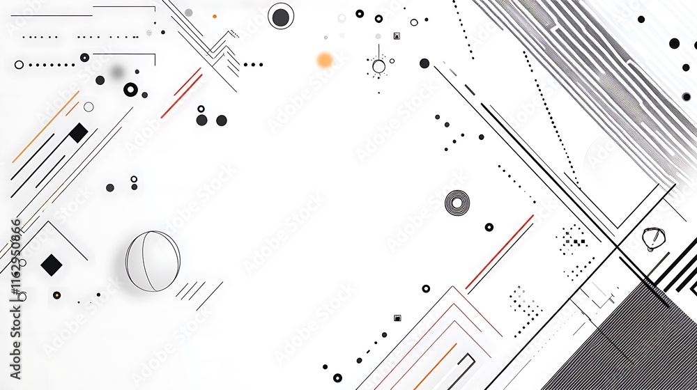 Poster abstract geometric design featuring lines circles and dots