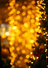  Christmas golden glowing background holiday abstract glitter defocused backdrop with blinking tars...