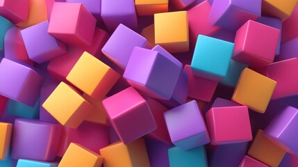 Obraz premium Vibrant Colorful Cubes Abstract 3D Render