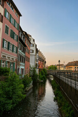 Naklejka premium River channel Petite France in Strasbourg, France.
