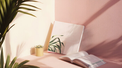 A blank magazine cover mockup, ideal for showcasing your own publication design, logo, or artwork, set against a clean, minimalist background for a professional presentation.