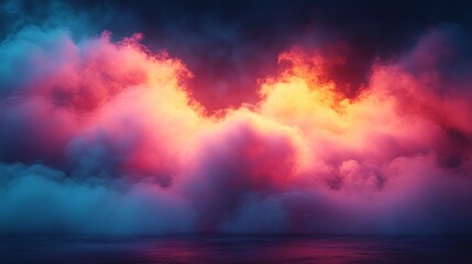 Naklejka premium Dreamy sky with glowing pink and blue clouds