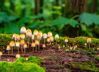 Mushrooms in the forest, pop art style