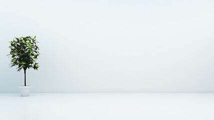 Obraz premium Small potted plant against a minimalist white wall